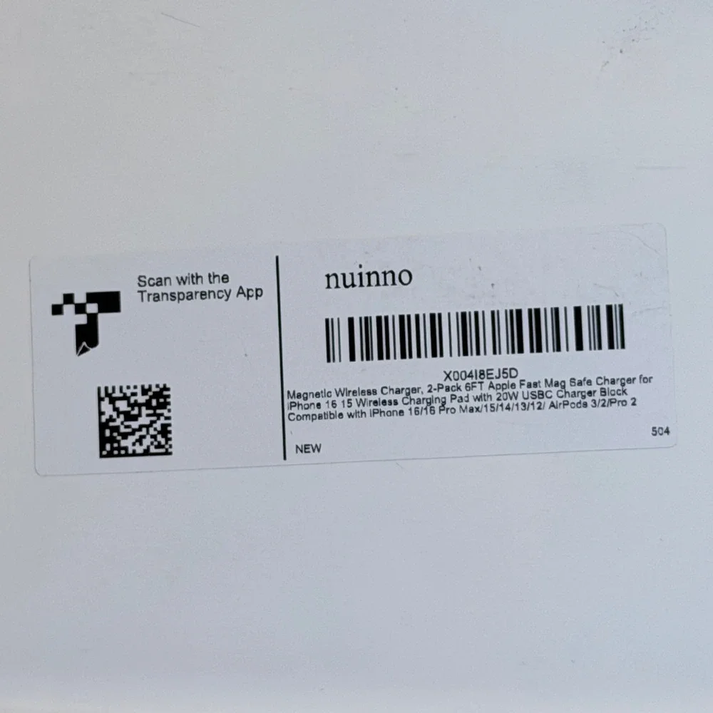 nuinno 2-Pack Magnetic Wireless Charger 6FT 20W USB-C Block for iPhone 16 15 14